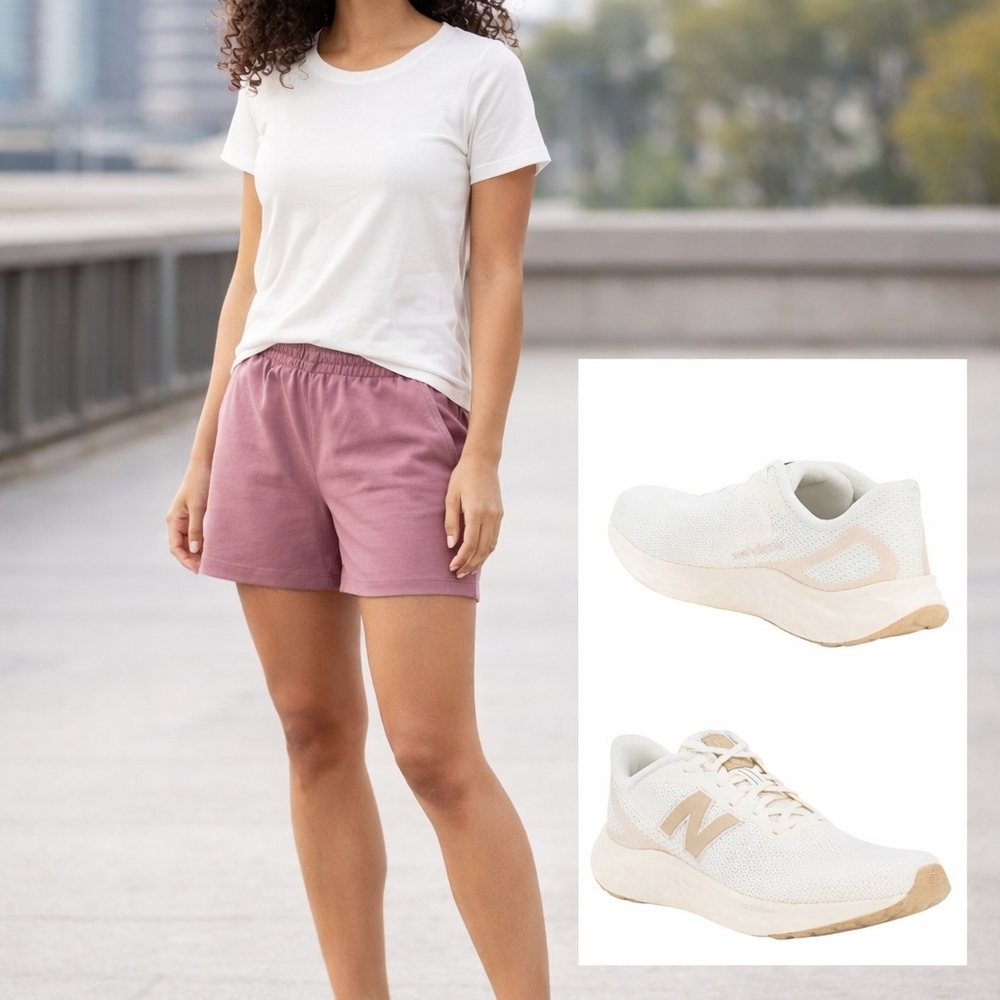 Neutral Cream Mesh Running Sneaker with Beige Accent - Picture 3 of 3